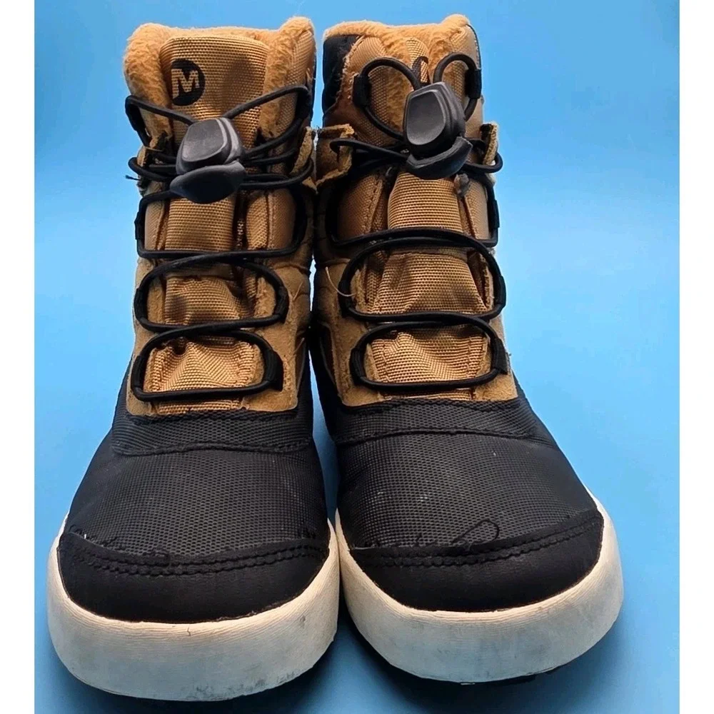 Merrell Kids' Snow Bank 2.0 Waterproof Boots in Black and Tan Size 12M